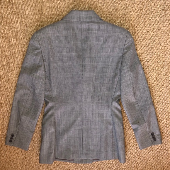 Wool Gabardine Glen Plaid Double Breasted Blazer - Picture 10 of 11